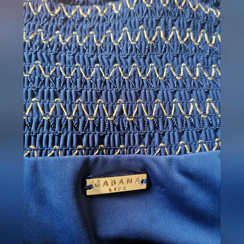 NWOT Cabana Life Navy Terry Off the Shoulder Dress Mini Tassel ,Small - Picture 6 of 6